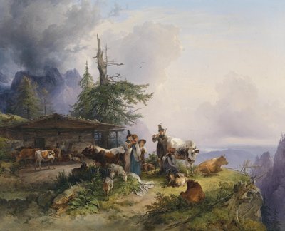 Alpine Farming at Untersberg by Friedrich Gauermann